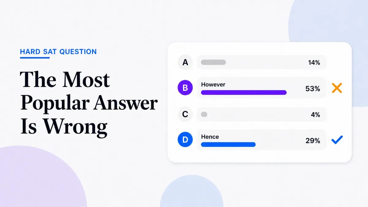 Answer distribution on a hard SAT transition question: 53 percent choose the trap answer However while only 29 percent find the correct answer Hence.